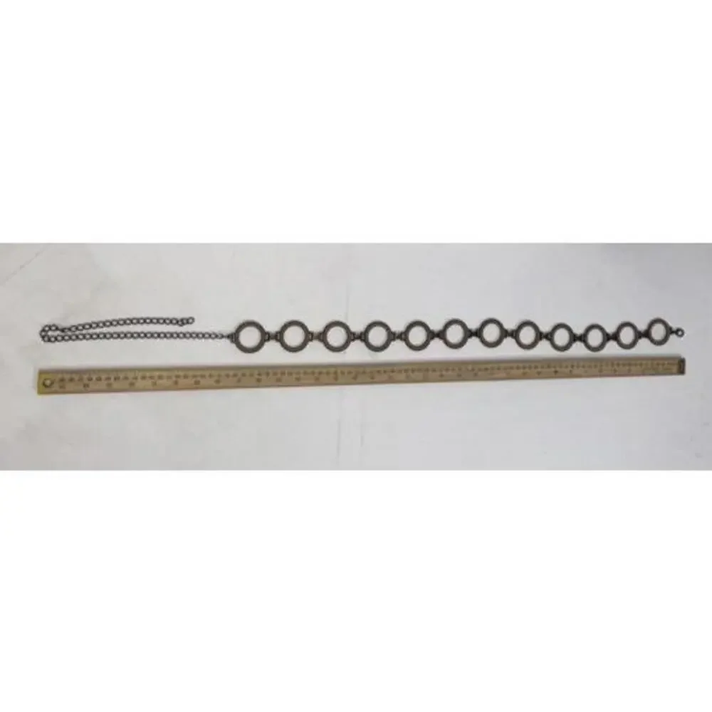 Vintage‎ Womens Belt Silver Metal Chain Circles 90s Y2K Flirty Retro Grunge Sexy